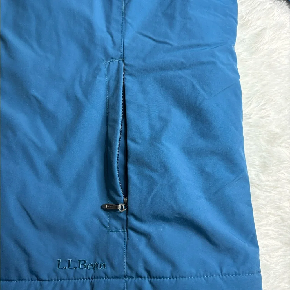 LL Bean Jacket Women XL Blue Teal Winter Fleece Lined Full Zip Mock Neck